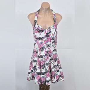 Enchante Vintage 80s 90s Floral Patchwork  Fitted Short Romper sz 13